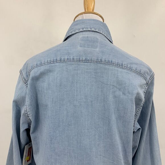 Wrangler Shirt Men Small SLIM Untuck Fit Free To Stretch Chambray Snap Button - Picture 7 of 13